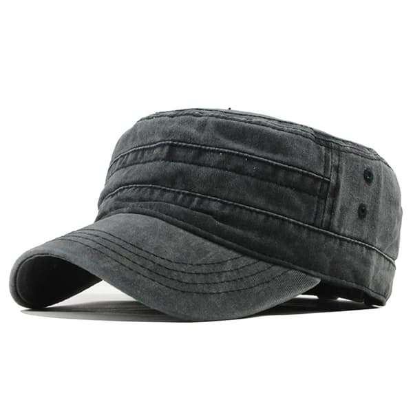 [RM]Klassiske Vintage Flat Top Herre Vaskede Caps black