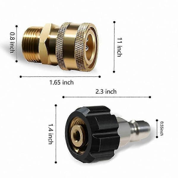 Højtryksrenser dysespidser 5-pak med M22-adapter, 1/4 tomme lynkobling, spraymønstre med flere grader