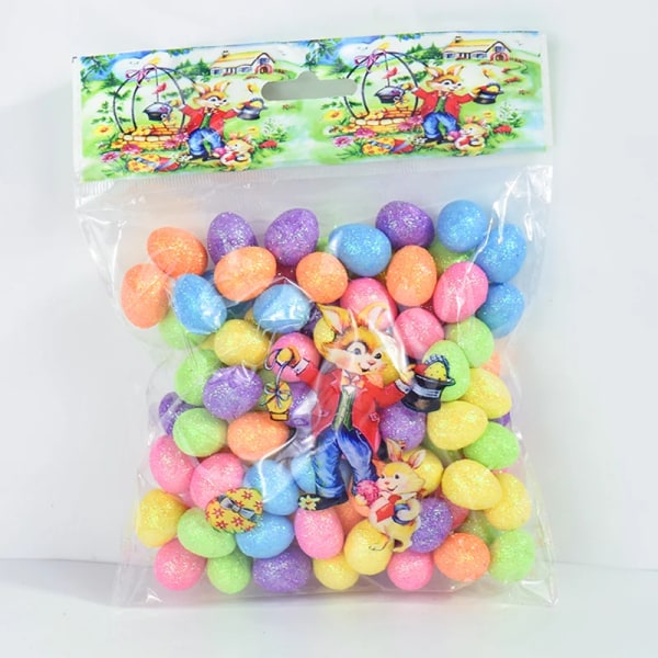 80 stycken/förpackning färgglada påskägg skum fågelägg DIY hantverkstillbehör 80pcs