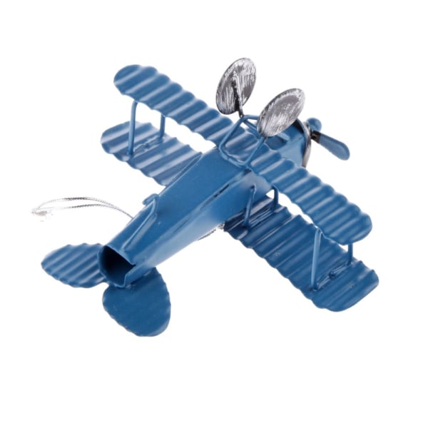 Metall flygplan modell Biplan Toy Hemmakontor Café Dekoration Samling av S Blue