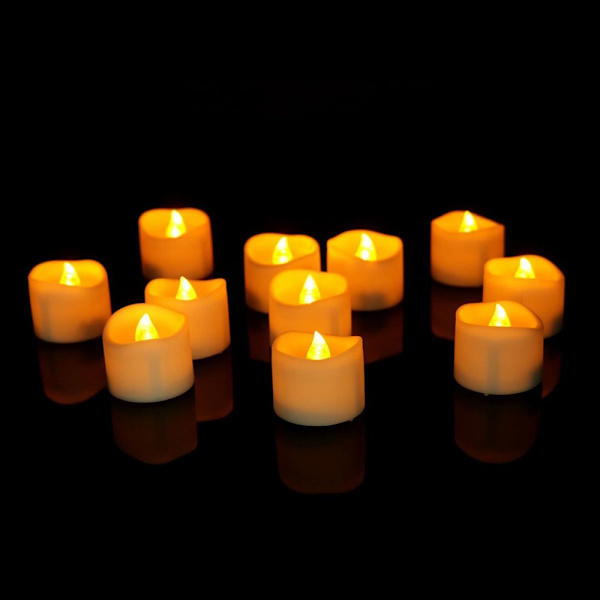 12x LED Elektriska Ljus Blinkande Flamfria Värmeljus Festdekoration Gul B