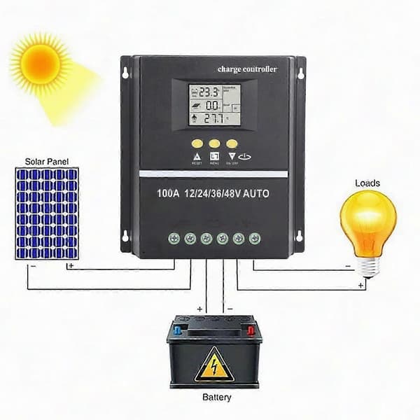 100A MPPT solcelleladeregulator med LCD-skjerm, doble USB-porter og automatisk spennings-ID for 12V til 48V batteri
