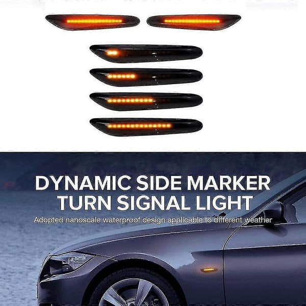 2st bärnstensfärgade LED-sidomarkeringsljus Dynamisk sekventiell blinker för BMW E46 E36 E60 E61 E90 modeller