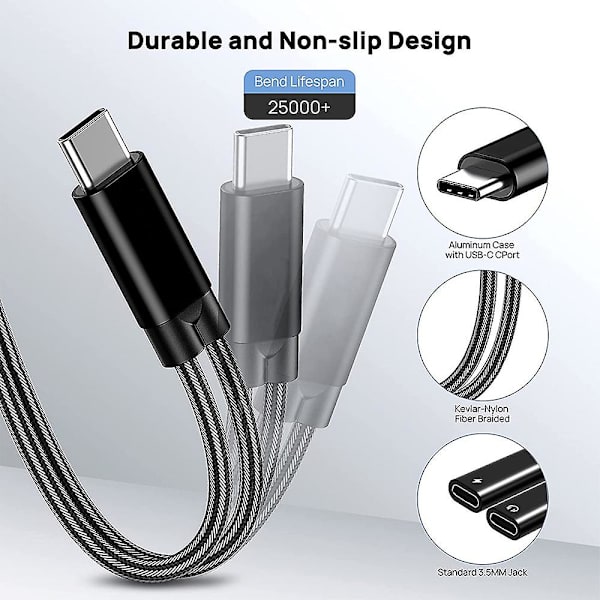 Usb C Splitter, Dubbel Usb C Hörlurs- och Laddaradapter Med Pd 60w Snabbladdning Aluminiumlegering style 2