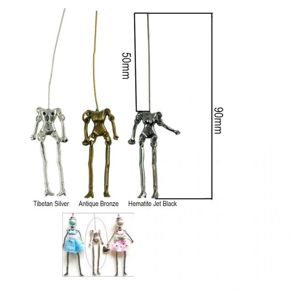 6st Mänskligt skelett Kroppen DIY Dockor Hängen Smycken Smycken Svart