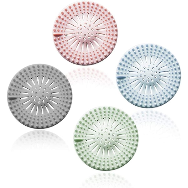 Hårfångare i Gummi, Hållbar Silikon, 4-pack Filter för Kök, Badrum och Badkar, Hårstoppare, Duschavloppsskydd, Lätt att Installera Och