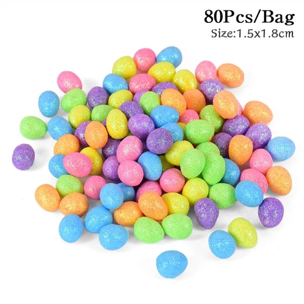 80 stycken/förpackning färgglada påskägg skum fågelägg DIY hantverkstillbehör 80pcs