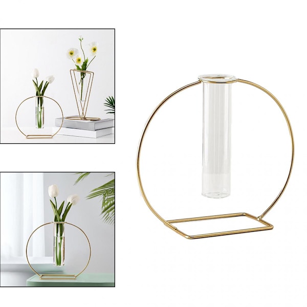 Nordisk Chic Blomväxt Hydroponisk Vas Terrarium Järnram Ornament C