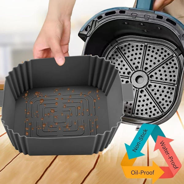 [RM]2-pack Airfryer Silicone Basket, Grey, Reusable, Non-stick, Easy to Clean Grå