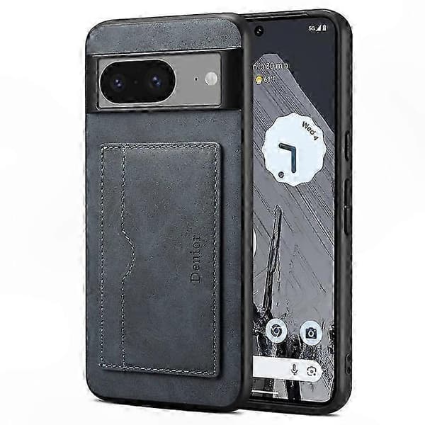 Retro læder TPU PC telefoncover med kortholder til Pixel 8 Grey