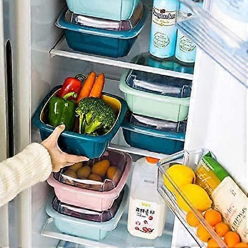 3-i-1 köksdurkslag med lock - Plastset i dubbla lager/förvaring Pink 22*22*12 cm