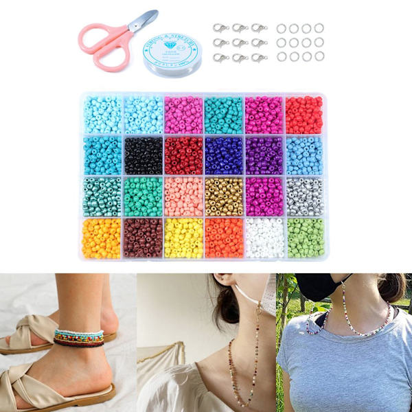 14523 st Glasfröer Små Ponny Lösa Distanspärlor Berlocker För Smyckestillverkning 24 Blandade Armband