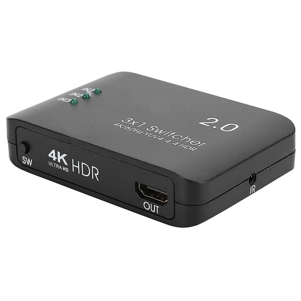 4K High Definition Multimedia Interface Switcher 3 ingång 1 utgång splitteradapter HD IR-fjärrkontroll ABS med LED-indikator