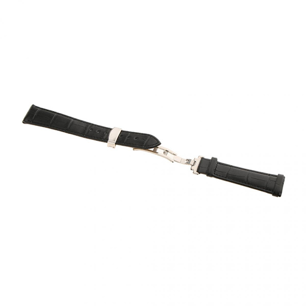 22mm svart fjärilslås läderarmbandsur