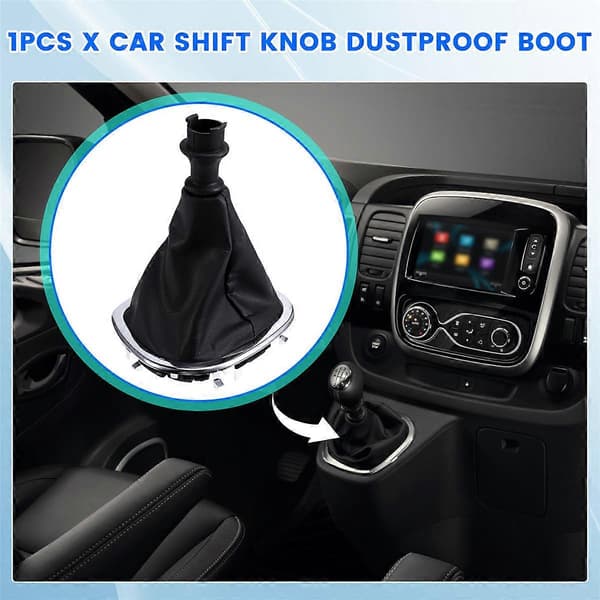 [RM] Car Gear Shift Dust Cover Boot, PU Leather Gear Shift Boot for Trafic III for Vivaro for Black