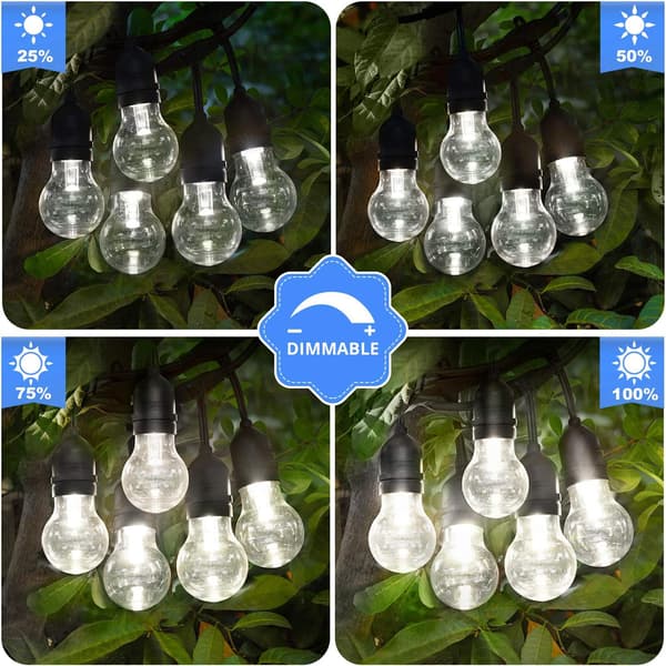 [RM] Shatterproof E26 Bulbs Outdoor String Lights, Weatherproof Commercial Dimmable LED Lights, 14.6m (Daylight White)