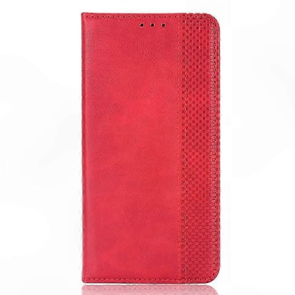 Retro Textur Läder Plånboksfodral Kompatibelt med Realme GT7 5G Kina Modell Telefonfodral med Stativfunktion Red
