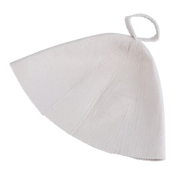 White Wool Felt Sauna Hat for Russian Banya Sauna with Hanging Loop [RM] 0.1
