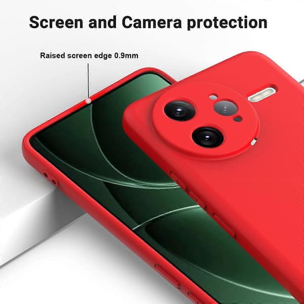 [RM] Enfärgat mobilskal i flytande silikon med full täckning och droppskydd Red For Redmi K80 Pro