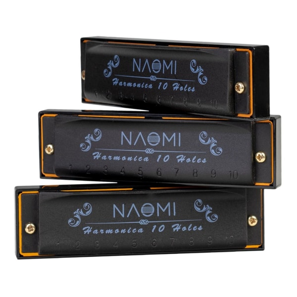NAOMI Hoodoo Blues Munspel 3-pack med case CDG Key Harmonica Set
