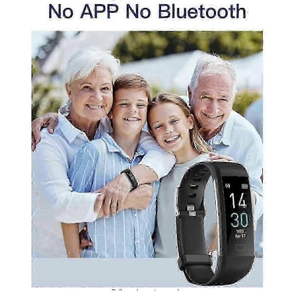 Treningsskrittellerklokke Ikke-Bluetooth Ikke-app Skritteller Søvnmonitor Kaloritracker (Svart) - L Black