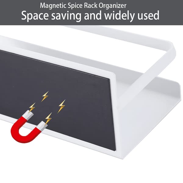 Magnetic Refrigerator Hanging Shelf, 2 Pcs Magnetic Spice Rack Self-Adhesive for Kitchen Organizer (White)