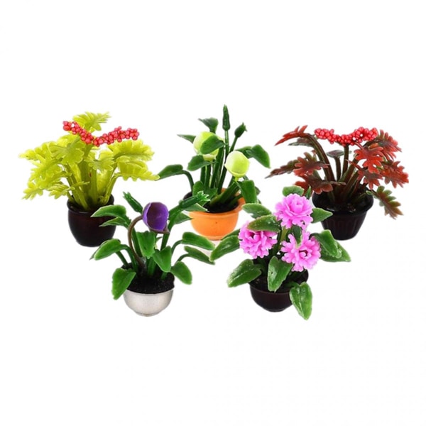 Set med 10 Miniatyr Konstgjorda Blommor Dockskåp Älva Trädgård Mikrodekor
