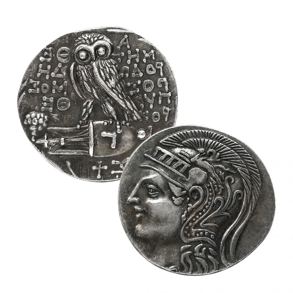 4x Grekisk Mytologi Uggla Athena Silver Souvenir Samlar Mynt 26.5 Mm Dekor