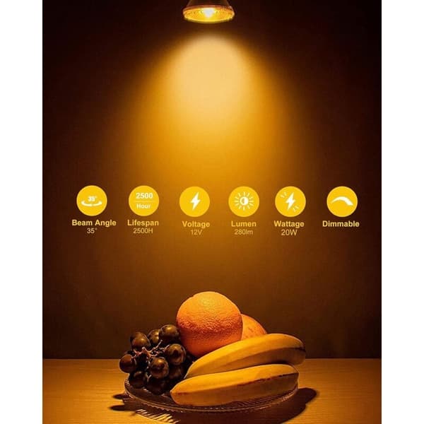 [RM]MR16 Halogen Bulbs 12V 20W GU5.3 Base, Dimmable Warm White 2700K, 6-Pack, Compatible with Philips