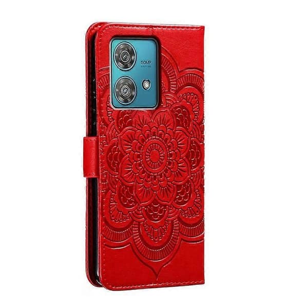 [RM] Lædertelefonetui til Motorola Edge 40 Neo Red