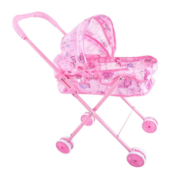 Baby Dolls Barnvagn Vikbar Barnvagn Barn låtsas rollspel Leksaker Rosa