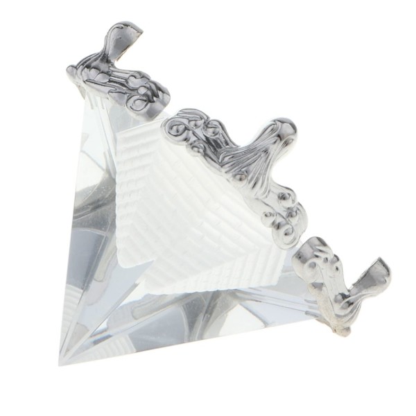 3D Transparent Kristallpyramid med Silverstativ Hemmakontor Café Bar Dekor
