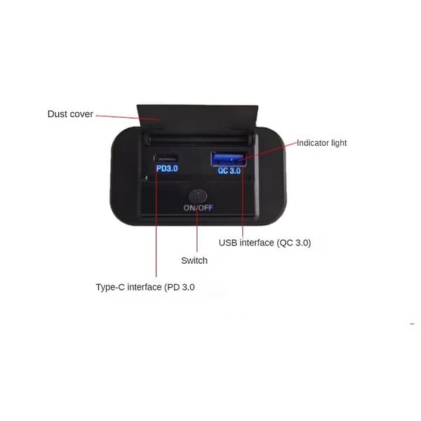 [RM]Dual Fast Charging USB QC3.0 and PD3.0 RV USB Socket 12V USB Charger Car USB Port 12 Volt USB Outlet