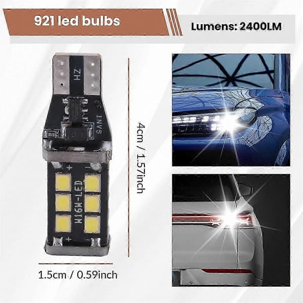 4 stk. klare hvide Canbus LED baklyspærer 912 Black