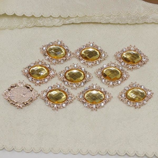 10 st Strass Platt Baksida Pärlor Knapp Scrapbooking Utsmyckning Guld