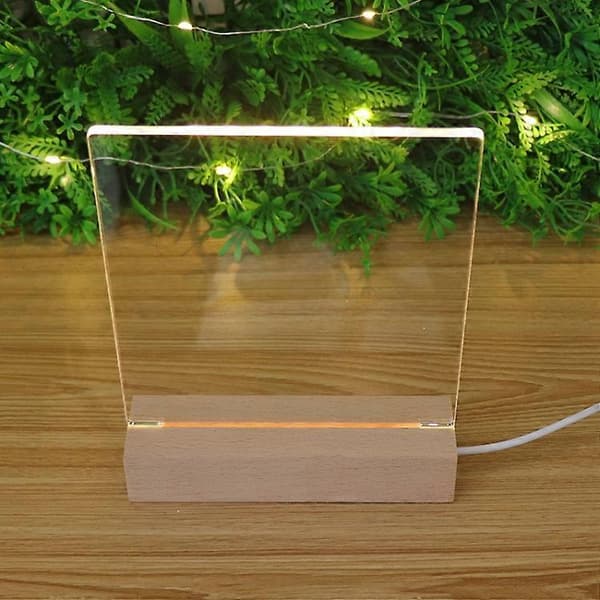 3D LED Tom Ograverad Akryl Bokbas Nattlampa Warm White Light