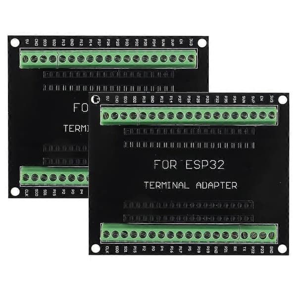 2 stk. ESP32 Breakout Board GPIO 1 til 2 til 38PIN smal version ESP-WROOM-32 ESP32 Microcontroller Udviklingskort Black & green