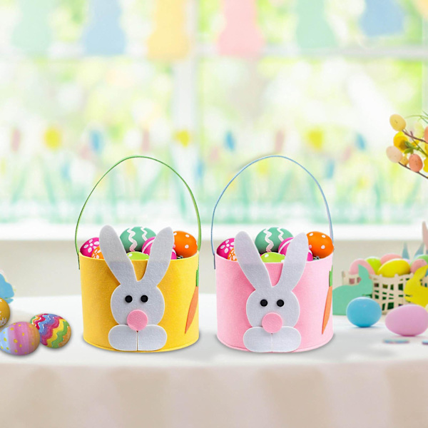 Söt Påskhare Tygkorg Godis Ägg Hinkar Partydekoration För Barn eierfarben ostern A