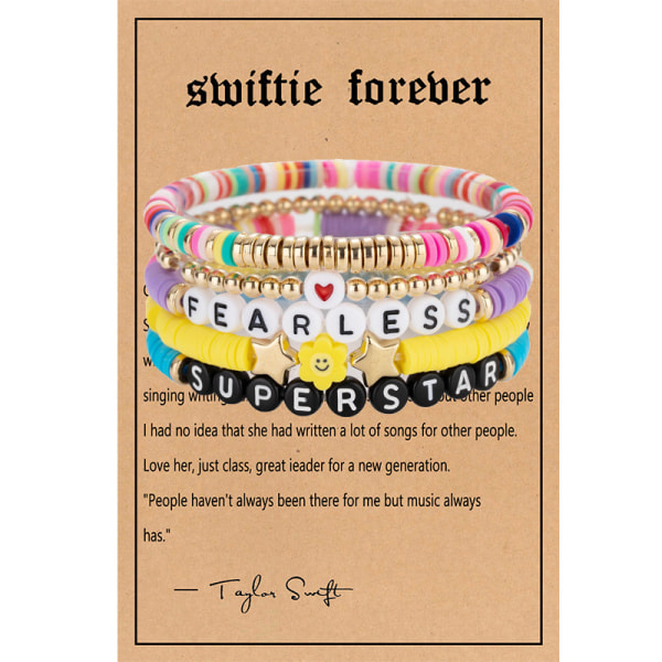 Bohemian Taylor Swift Friendship Letter Pärlstav Polymer Clay Armband Set Pink suit with cards