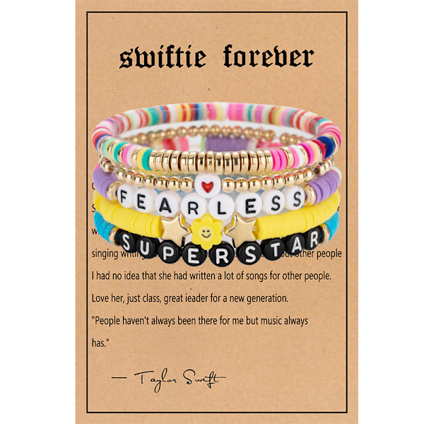 Taylor Swift Musikaliskt Vänskapsbrev Pärlarmband FEARLESS with SUPERSTAR with