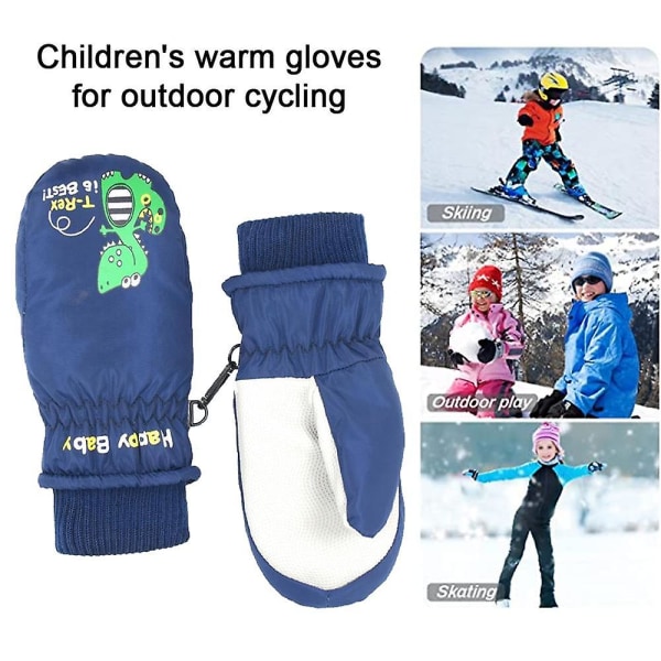 Vattentäta vintervantar för småbarn pojke skidhandskar varma fleece snövantar Dark blue