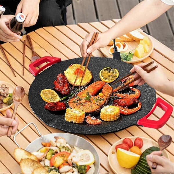 Nonstick elektrisk stegepande - Røgfri BBQ-grill med bageplader, pandekagemaskine EU Plug