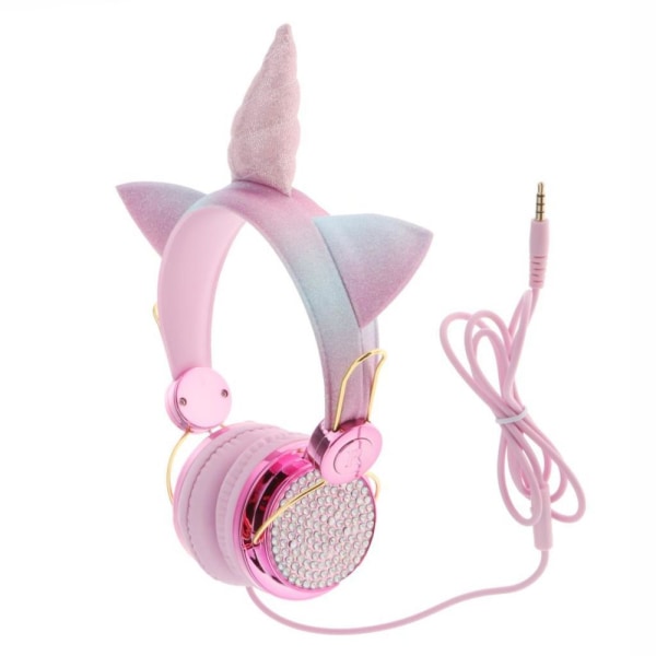Unicorn hörlurar med mikrofon tjejer stereo hörlurar för barn Rosa 1 3eaf |  Fyndiq