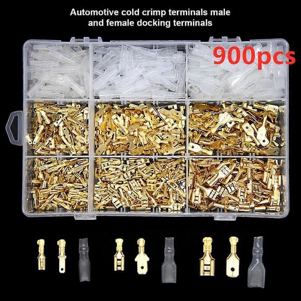 900x Bil Spade Crimp Terminal Stik Professionel Bærbar Reparation