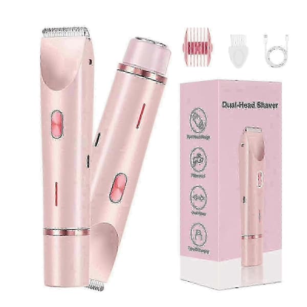 Dermave Elektrisk Bikinitrimmer til Kvinder, Dobbelt Hoved 2-i-1 Våd Tør Trimmer, Pink Finish