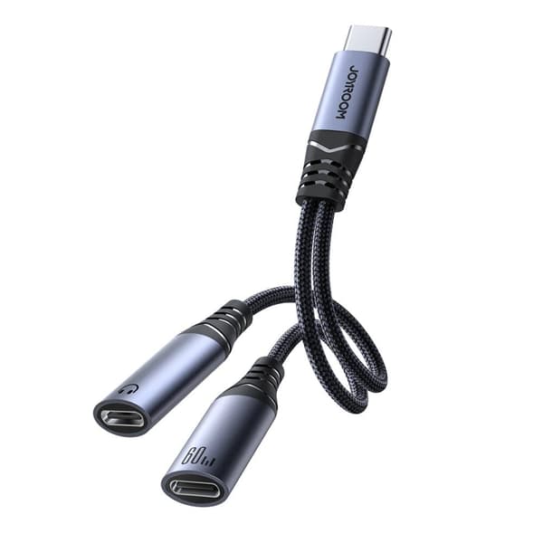 Joyroom SY-C03 USB-C til 2x USB-C 2-i-1 DAC-adapter - sort