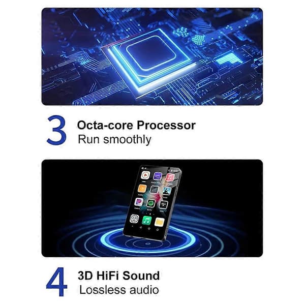 WiFi MP3-afspiller Bluetooth 5.0 MP5-afspiller 4.0 tommer fuld touchskærm Android Smart System MP4-musikafspiller Black