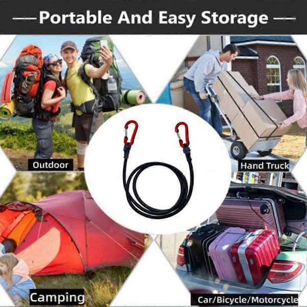 [RM]4 delar utomhuscamping elastiskt tältrep Vandringsbagage bindningsrep Sträckbälte Campingtillbehör 90cm Black 90Cm