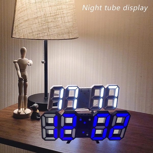 Digital Väggklocka LED Elektronisk Present Väckarklocka Intelligent 3D Digital Klocka Väckarklocka blue
