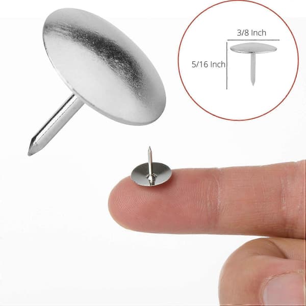 Tommelfingerstift, flade tegnestifter, sølvfarvede tegnestifter, 45-pak